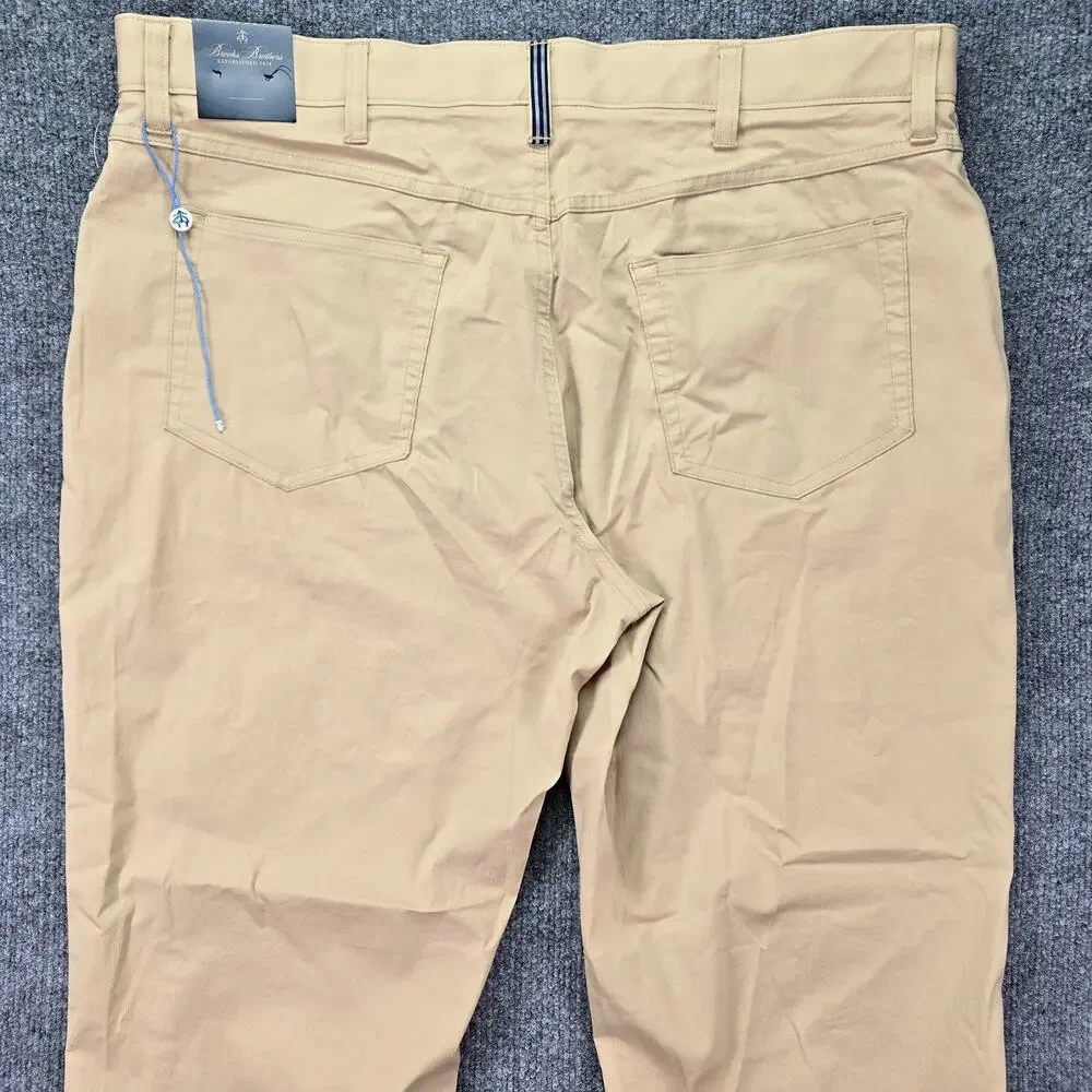 Brooks Brothers Pants Mens 38x30 Khaki Tan Stretch Office Performance 5 Pocket